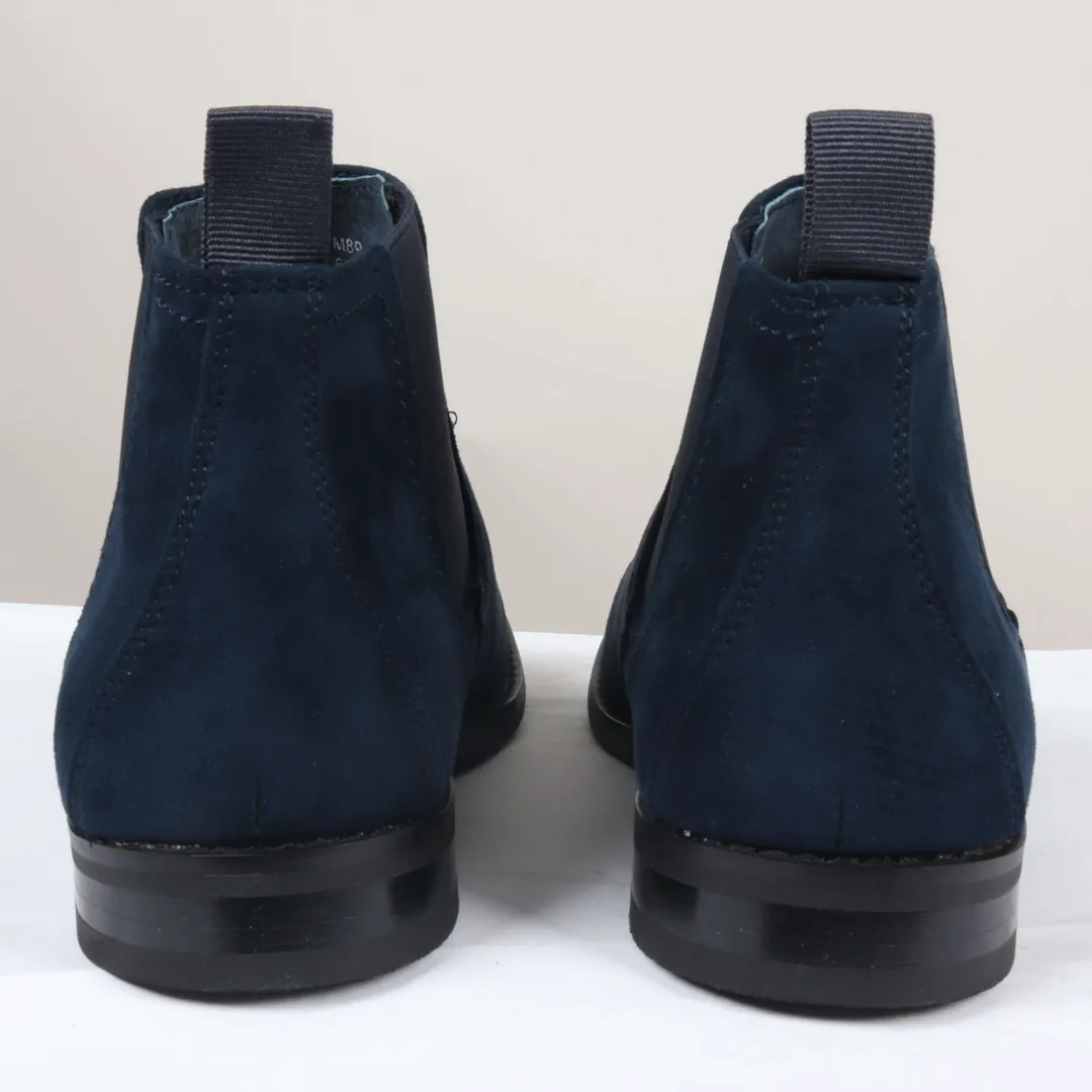Men’s Slip On Navy Suede Leather Lined Chelsea Boots - Image 5