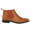 Men’s Slip On Tan Brown Suede Leather Lined Chelsea Boots