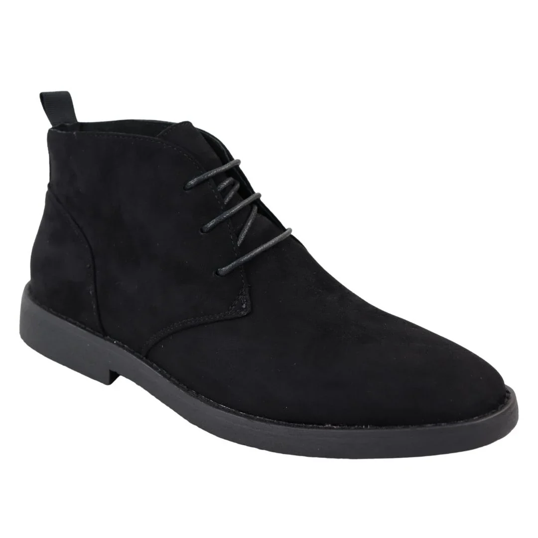 Mens’s Chukka Desert Lace Up Black Ankle Boots - Image 2