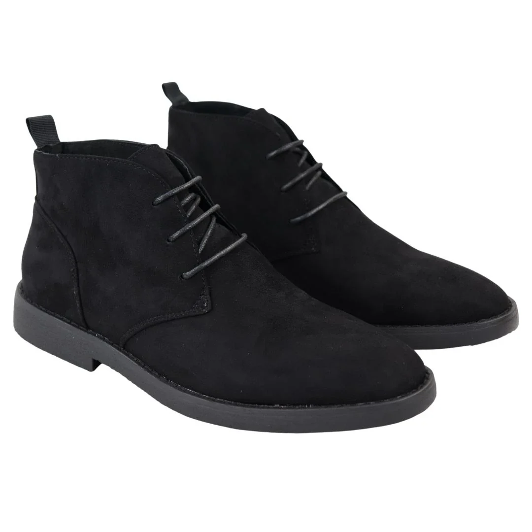 Mens’s Chukka Desert Lace Up Black Ankle Boots - Image 3