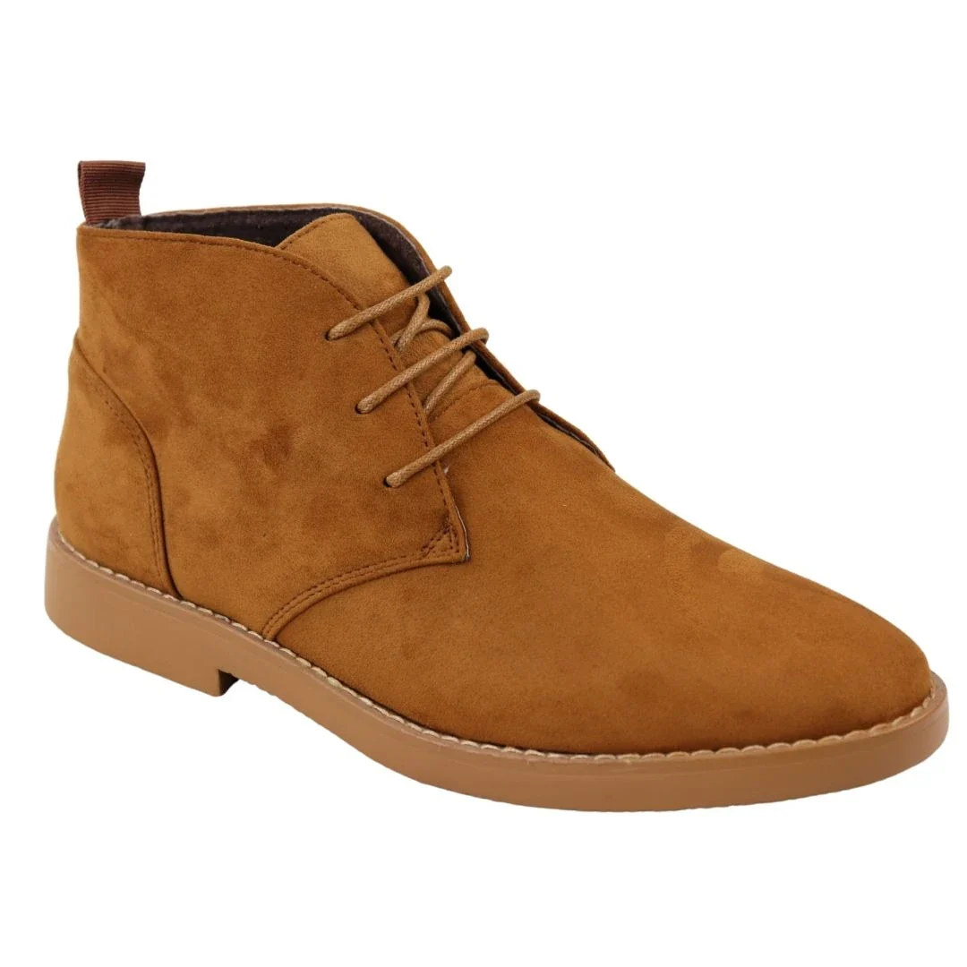 Mens’s Chukka Desert Lace Up Tan Ankle Boots - Image 2