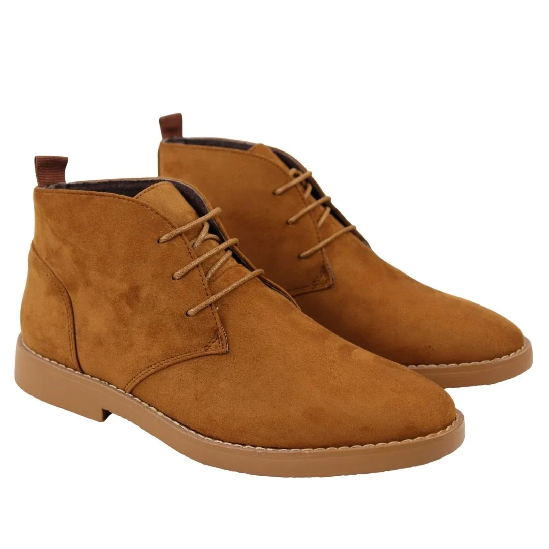 Mens’s Chukka Desert Lace Up Tan Ankle Boots - Image 3