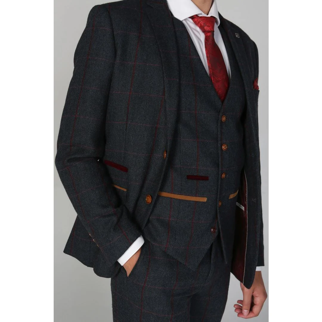 Madrid – Men’s Blue Tweed Waistcoat - Image 2