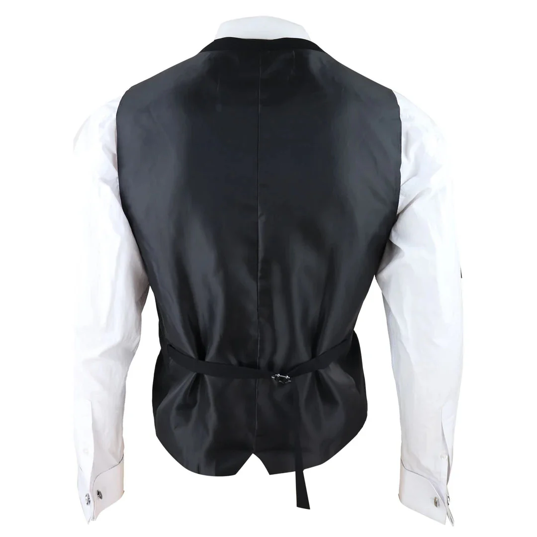 Marco – Men’s Double Breasted Scoop Black Waistcoat - Image 4