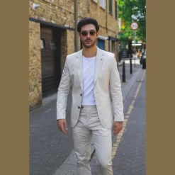 Mario – Men’s 2 Piece Summer Suit Beige Office Wedding Classic Italian