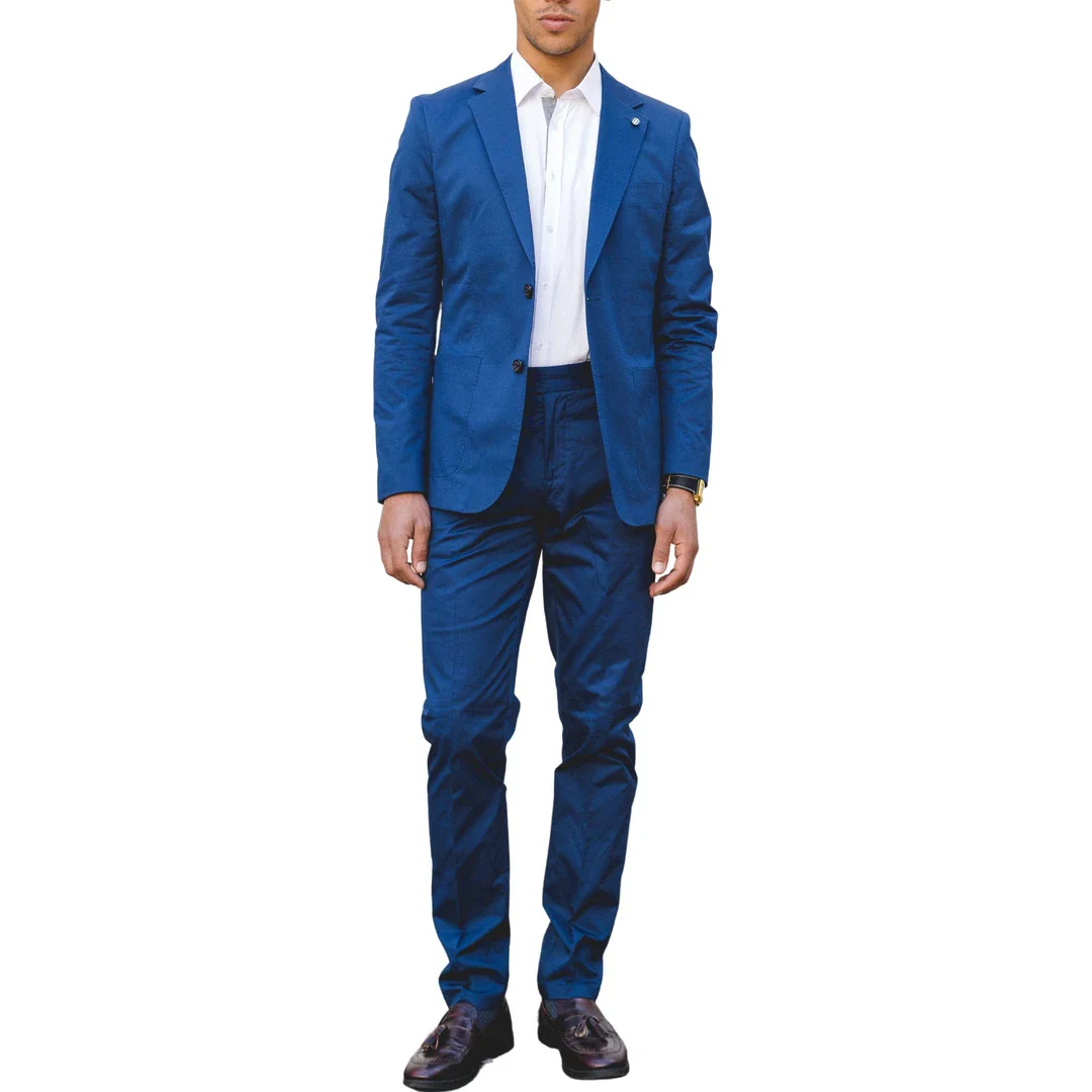 Mario – Men’s 2 Piece Summer Suit Blue Office Wedding Classic Italian - Image 6