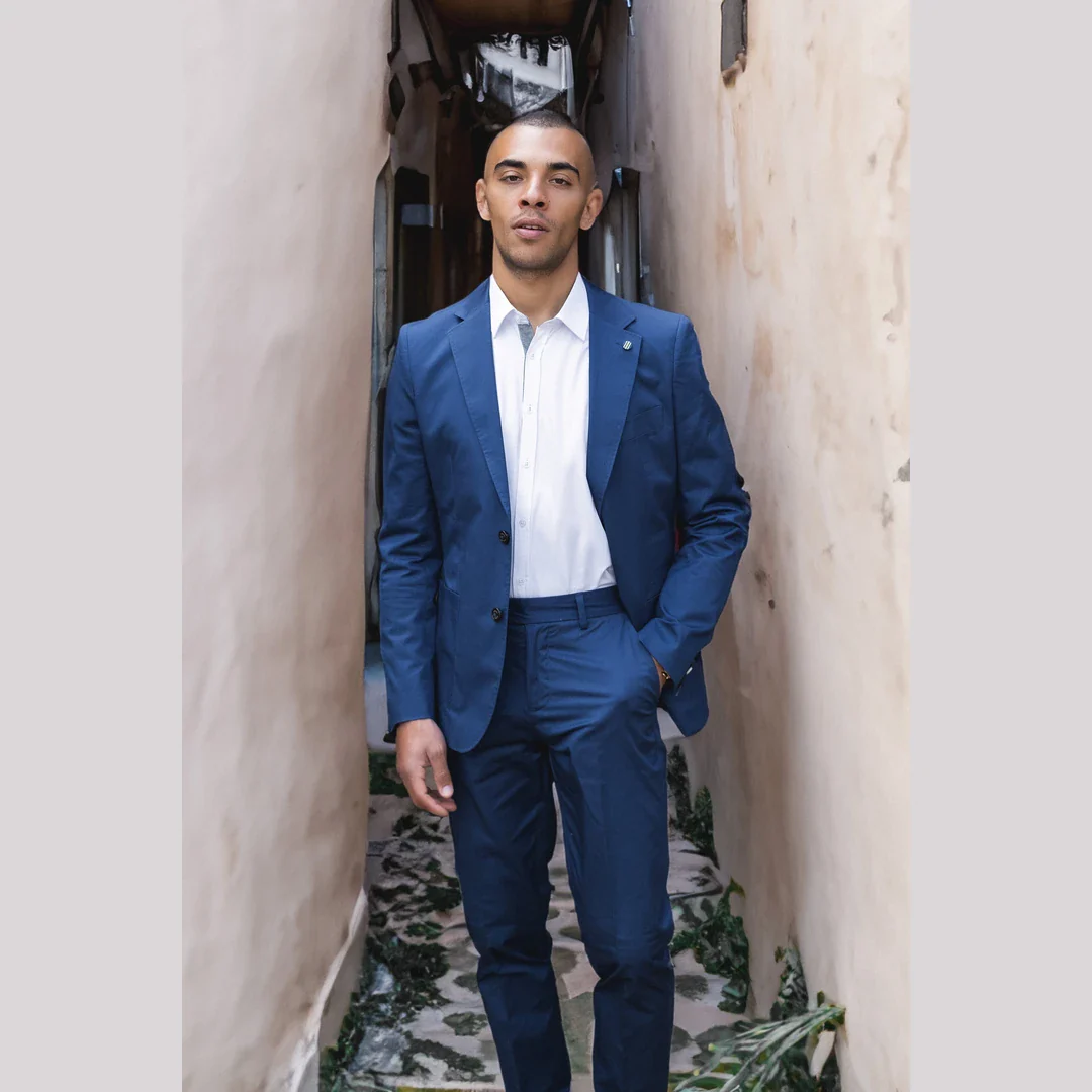 Mario – Men’s 2 Piece Summer Suit Blue Office Wedding Classic Italian - Image 7