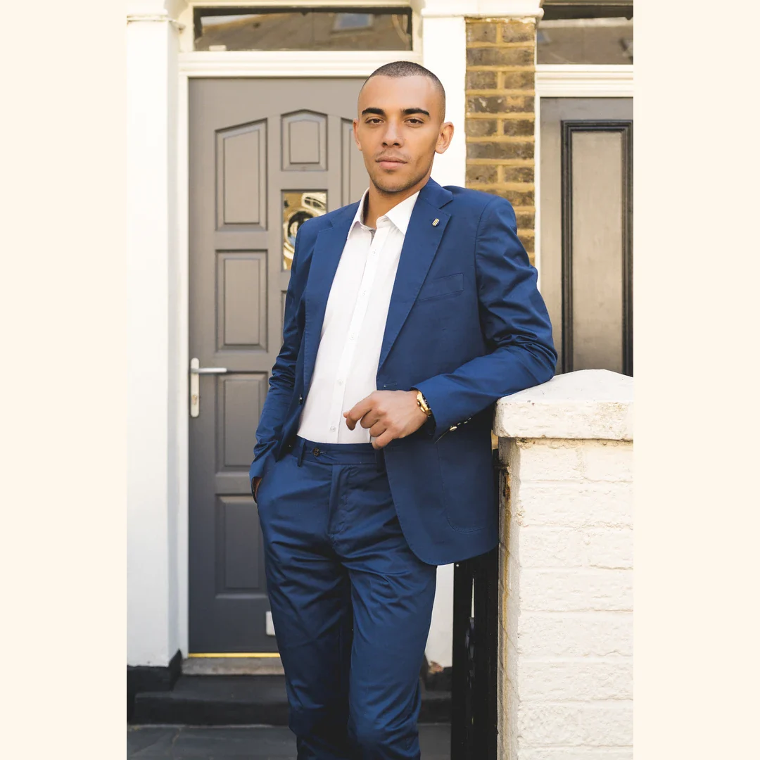 Mario – Men’s 2 Piece Summer Suit Blue Office Wedding Classic Italian - Image 2