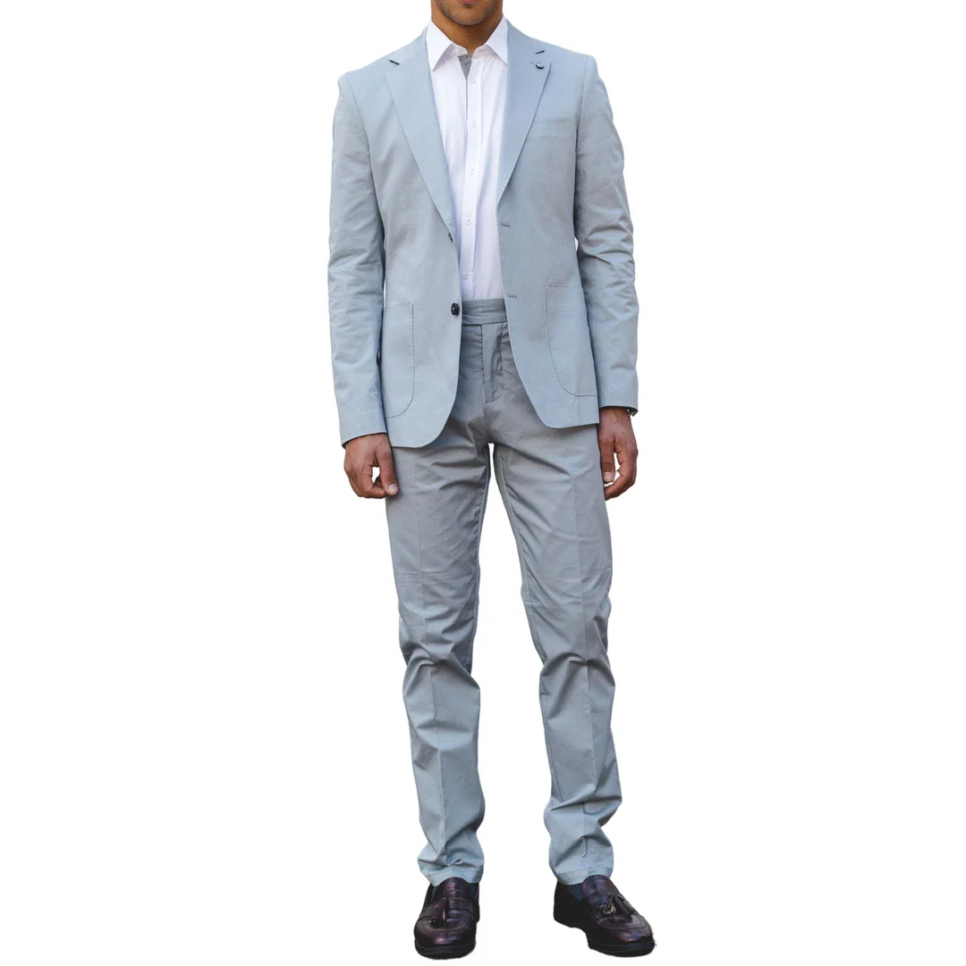 Mario – Men’s 2 Piece Summer Suit Light Blue Office Wedding Classic Italian - Image 6
