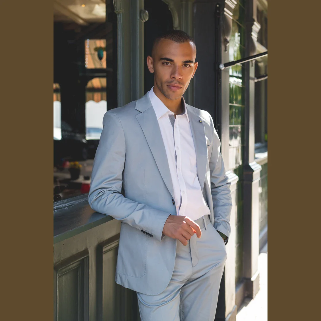 Mario – Men’s 2 Piece Summer Suit Light Blue Office Wedding Classic Italian - Image 2