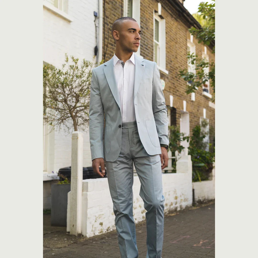 Mario – Men’s 2 Piece Summer Suit Light Blue Office Wedding Classic Italian