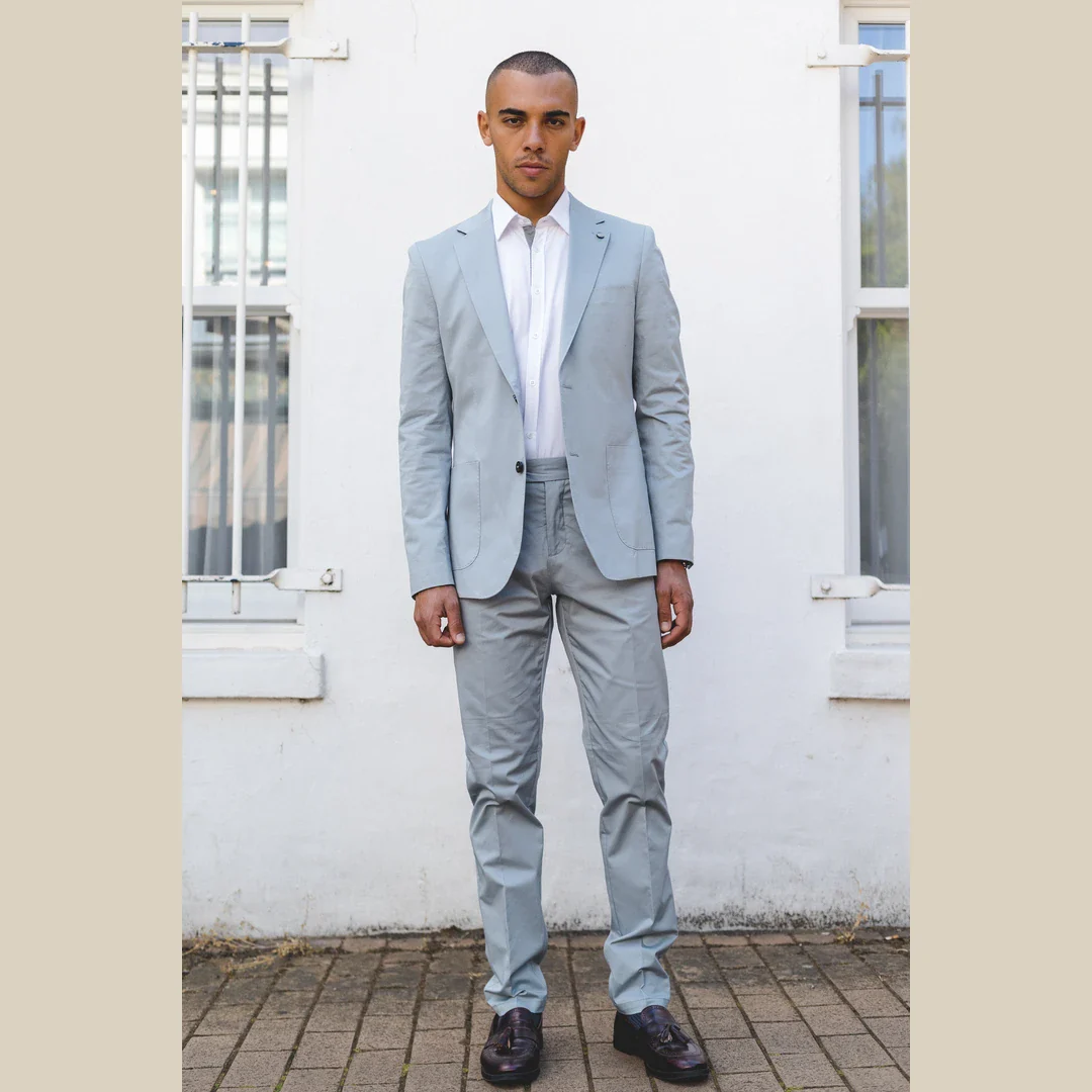 Mario – Men’s 2 Piece Summer Suit Light Blue Office Wedding Classic Italian - Image 3