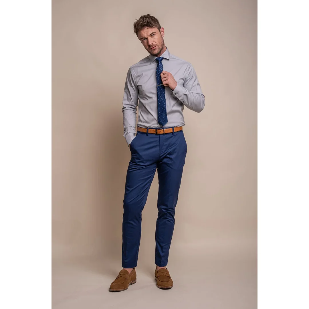 Mario – Men’s Summer Blue Smart Trousers - Image 3