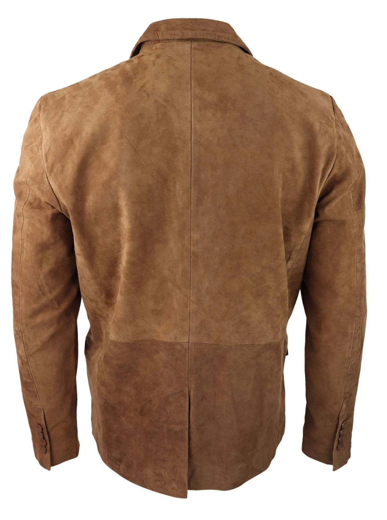 Mens Genuine Suede Blazer Style Jacket Leather Mens Classic VIntage Smart Casual Tan - Image 4