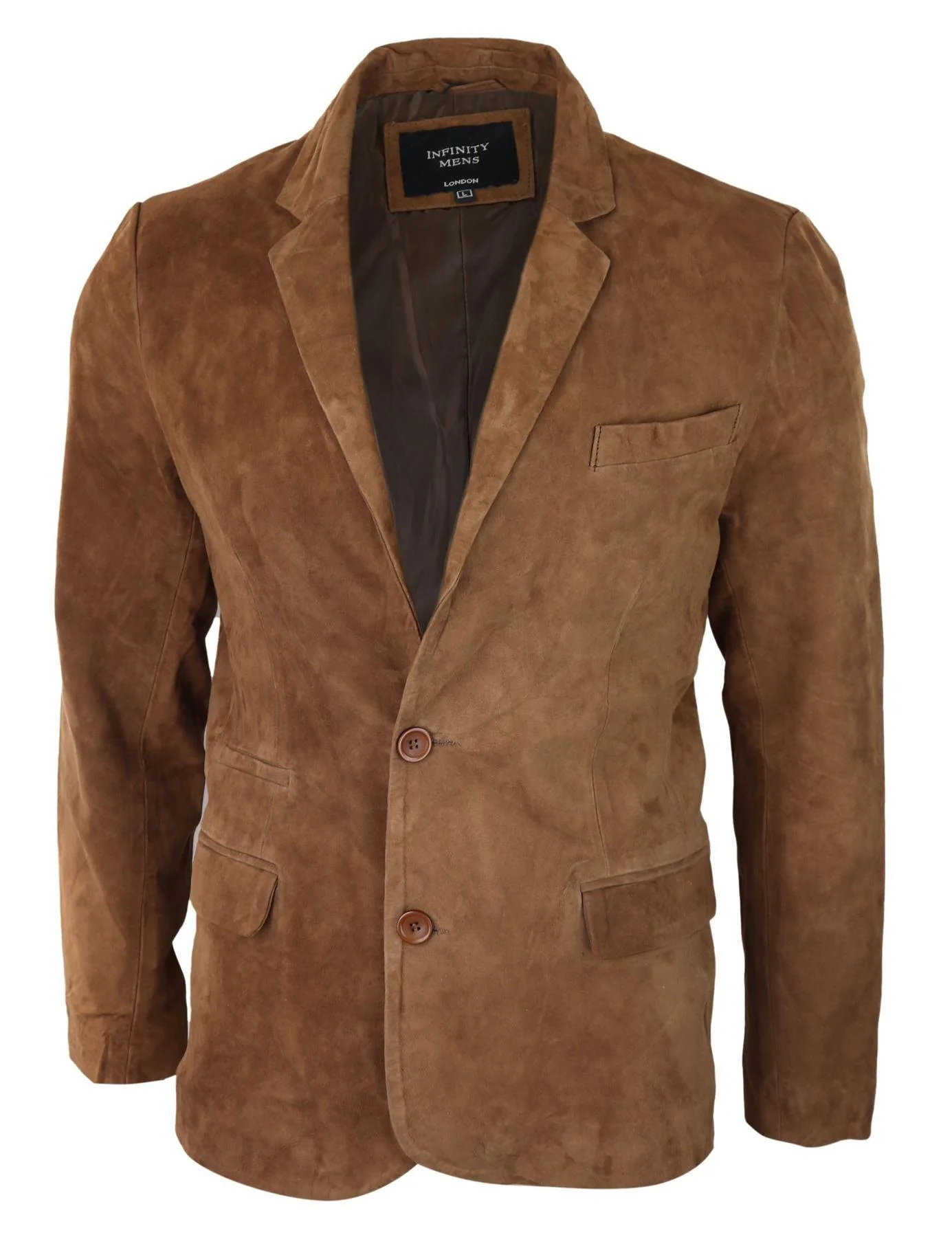 Mens Genuine Suede Blazer Style Jacket Leather Mens Classic VIntage Smart Casual Tan - Image 2