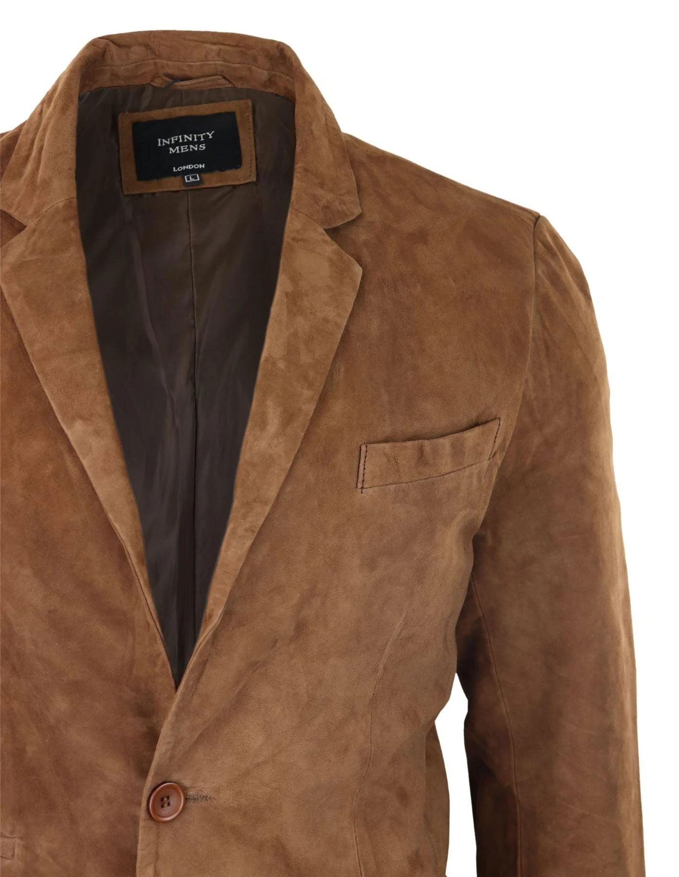 Mens Genuine Suede Blazer Style Jacket Leather Mens Classic VIntage Smart Casual Tan - Image 3