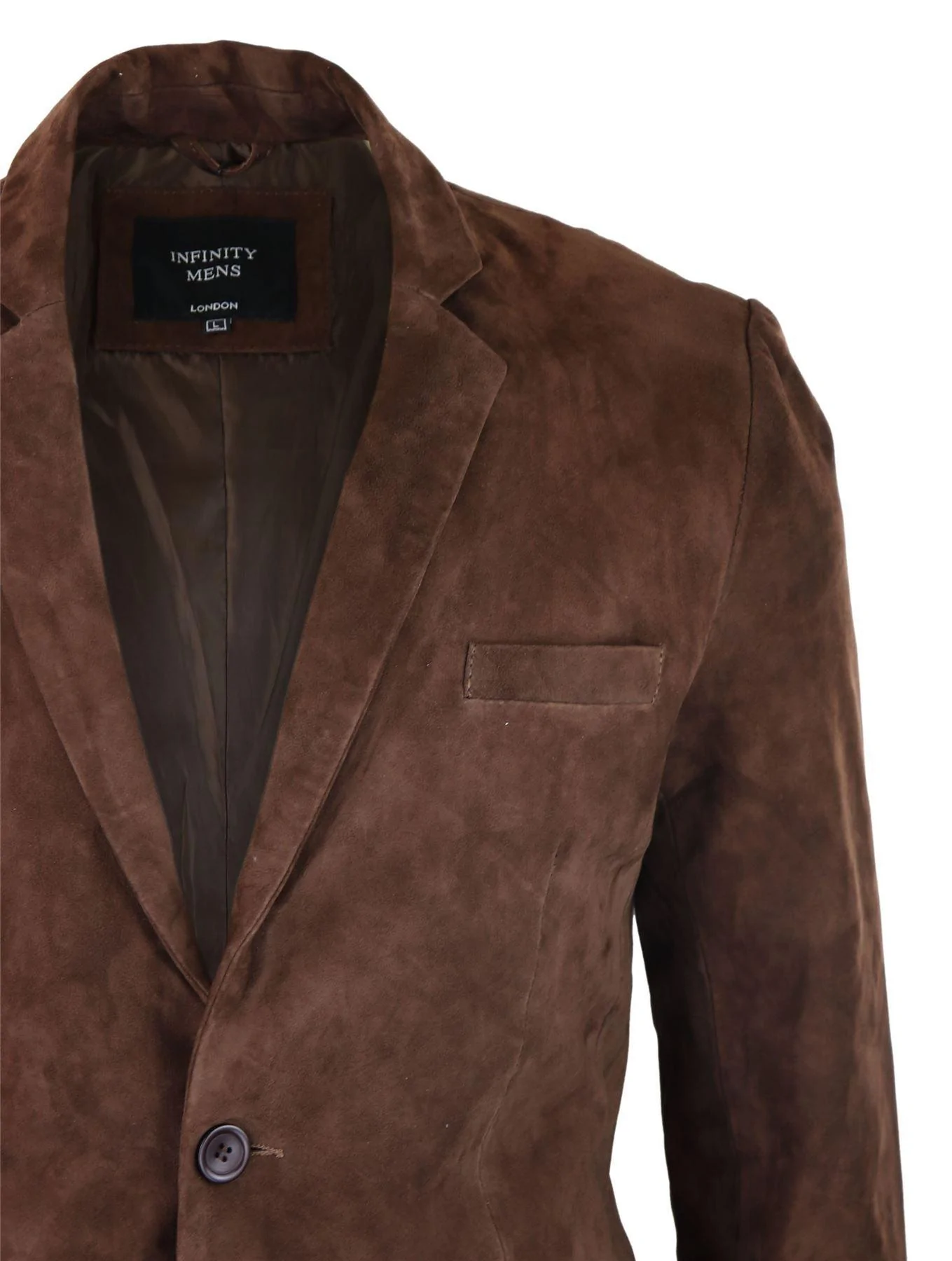 Mens Genuine Suede Blazer Style Jacket Leather Mens Classic VIntage Smart Casual Brown - Image 3