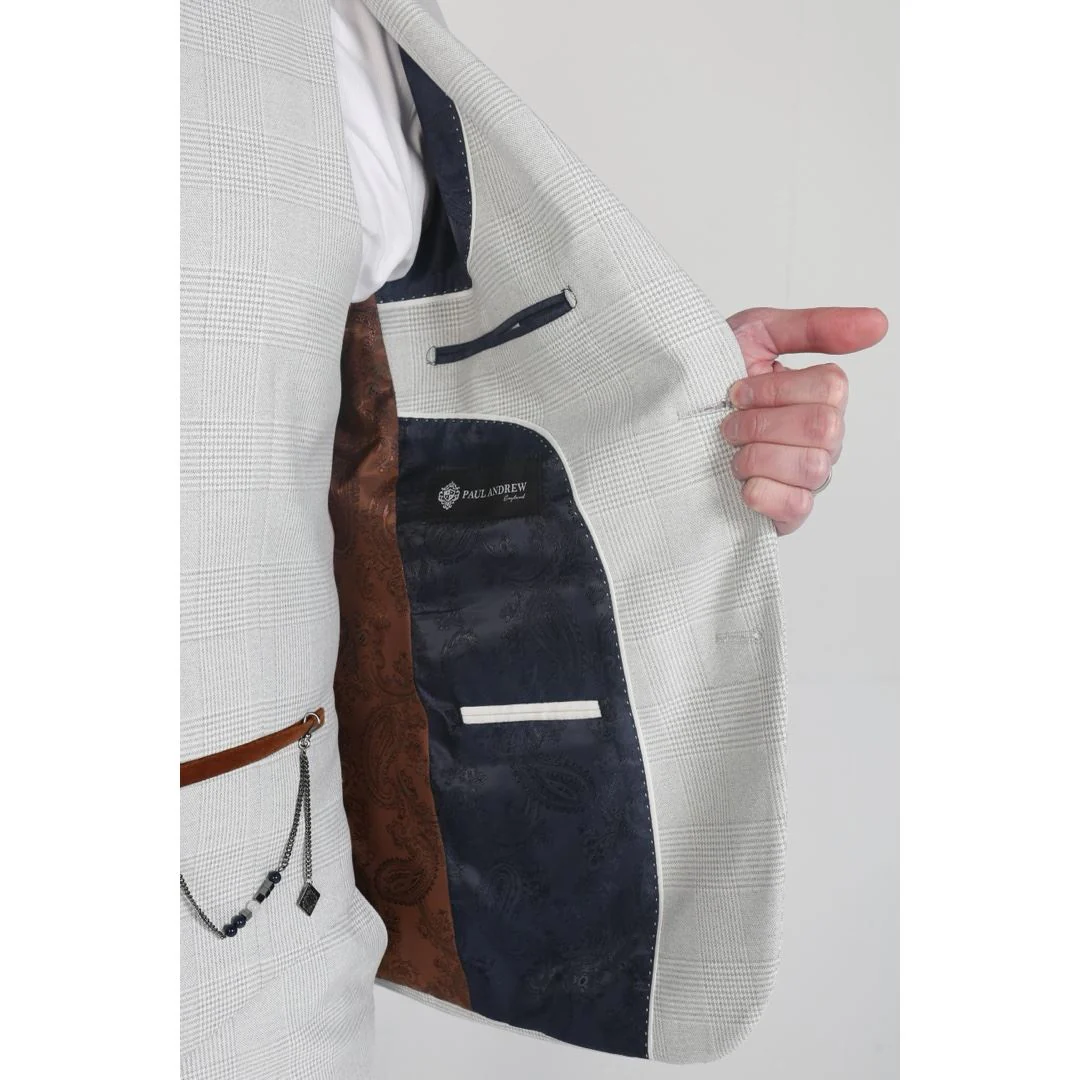 Mark – Men’s Beige Check Blazer - Image 2