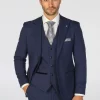 Mark – Men’s Navy Blue 3 Piece Checked Tailored Fit Suit