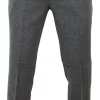 Mens Dark Grey Herringbone Tweed Trousers