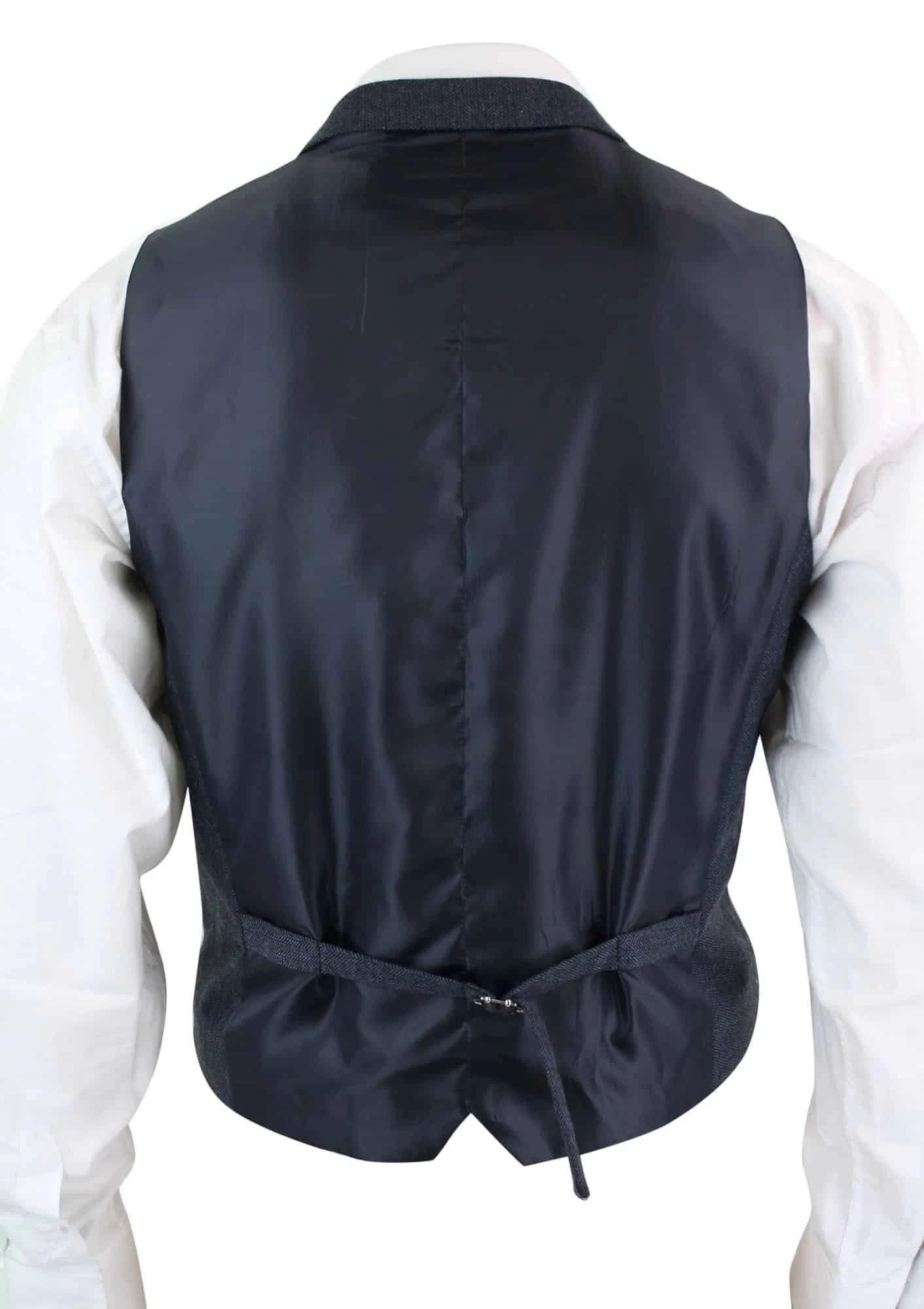 Cavani Martez β Mens Herringbone Tweed Gatsby Peaky Blinders Classic Double Breasted Waistcoat β Blue - Image 3