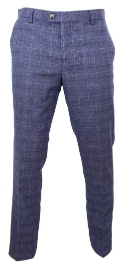 Matteo – Men’s Blue Check Trousers