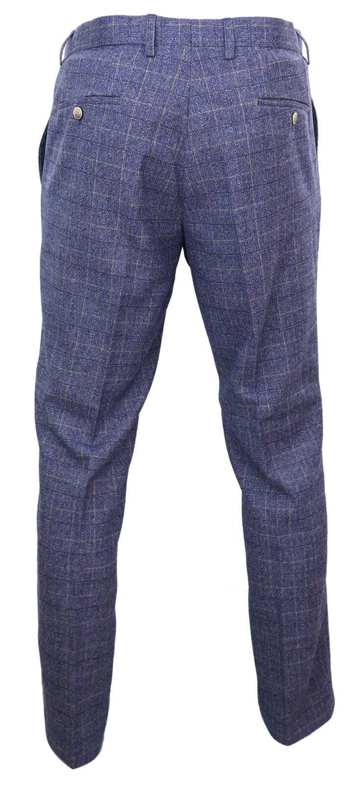 Matteo – Men’s Blue Check Trousers - Image 2