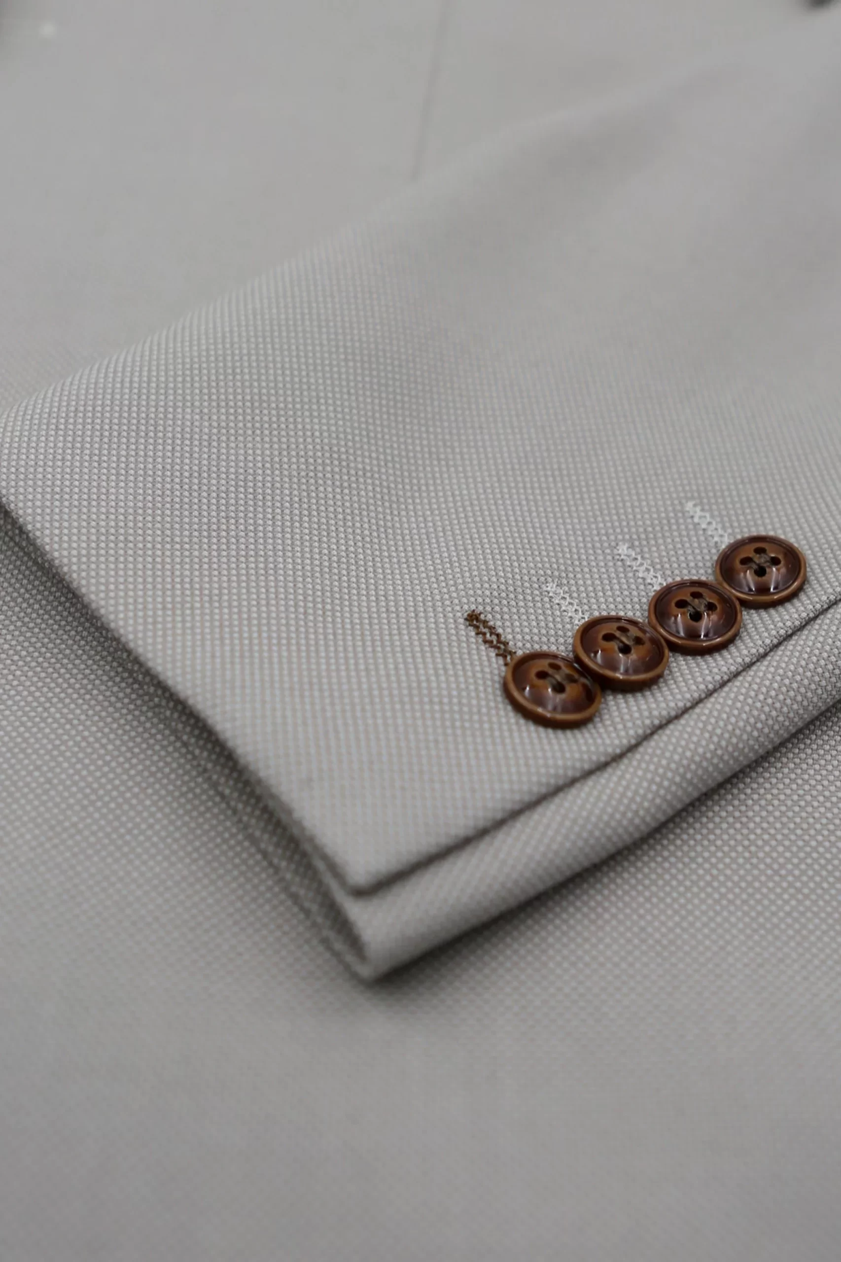 Mayfair – Men’s Beige Birdseye Tailored Fit Blazer - Image 5