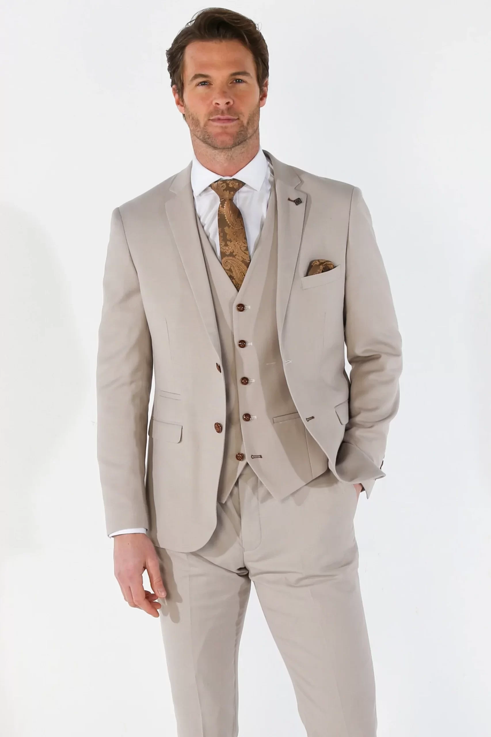 Mayfair – Men’s Beige Birdseye Tailored Fit Blazer
