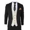 Mayfair – Men’s 3 Piece Black Suit With Cream Waistcoat