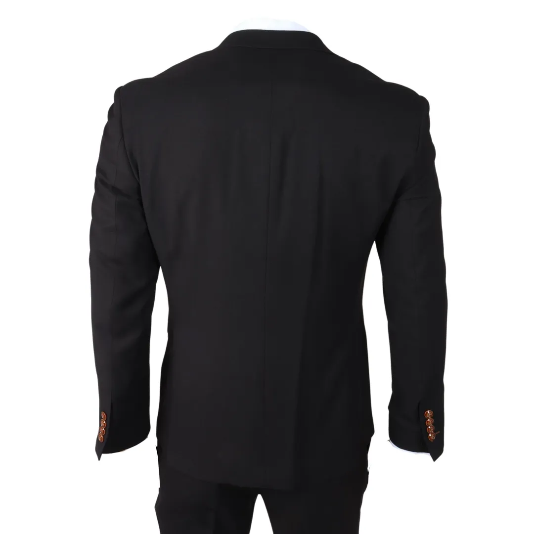 Mayfair – Men’s 3 Piece Black Suit With Cream Waistcoat - Image 5