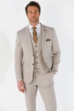 Mayfair β Menβs 3 Peice Beige Birdseye Wedding Suit