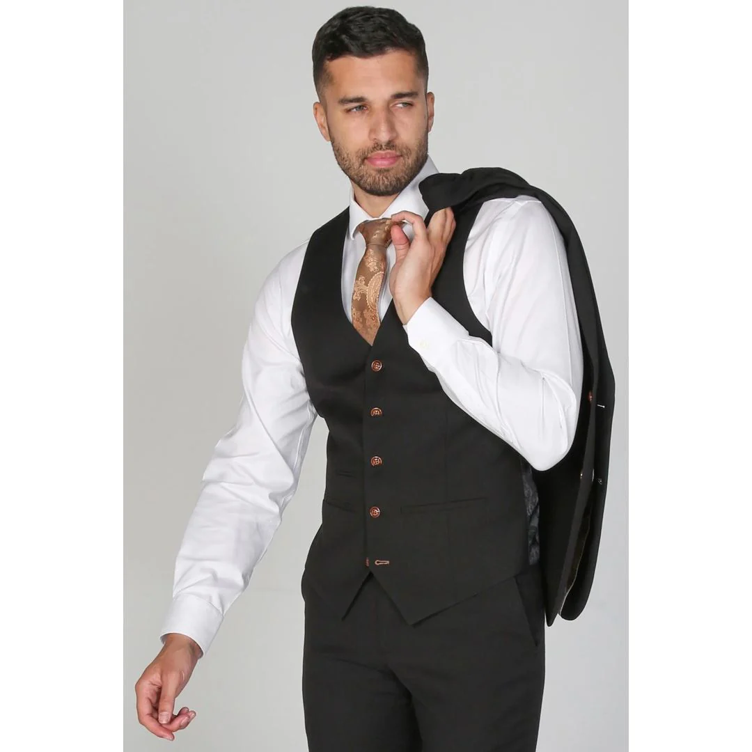 Mayfair- Men’s Plain Black Waistcoat