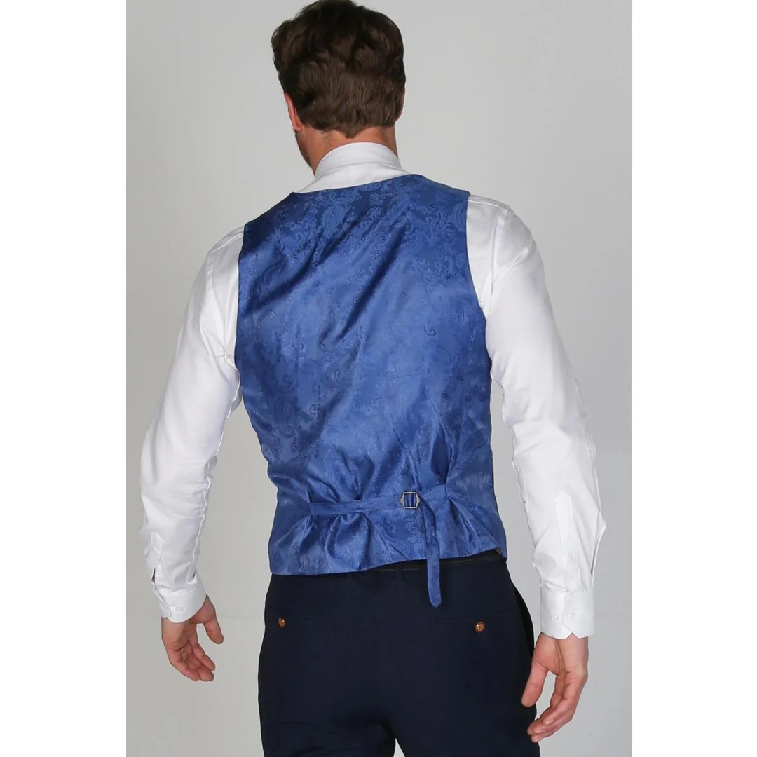 Mayfair- Men’s Plain Navy Waistcoat - Image 2