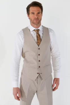 Mayfair – Men’s Beige Birdseye Waistcoat