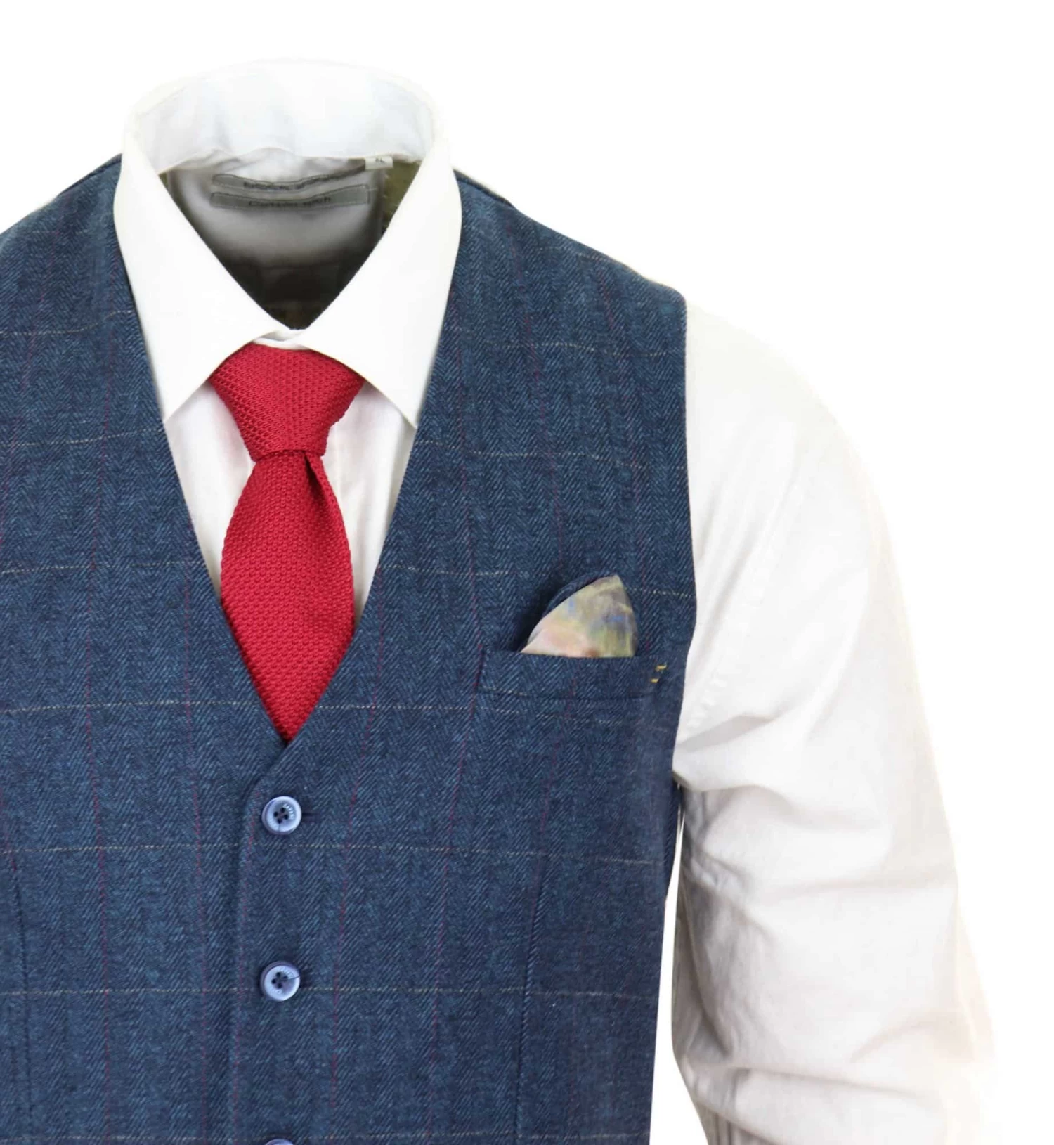 Men Blue Check Tweed Waistcoat β Cavani Carnegi - Image 2