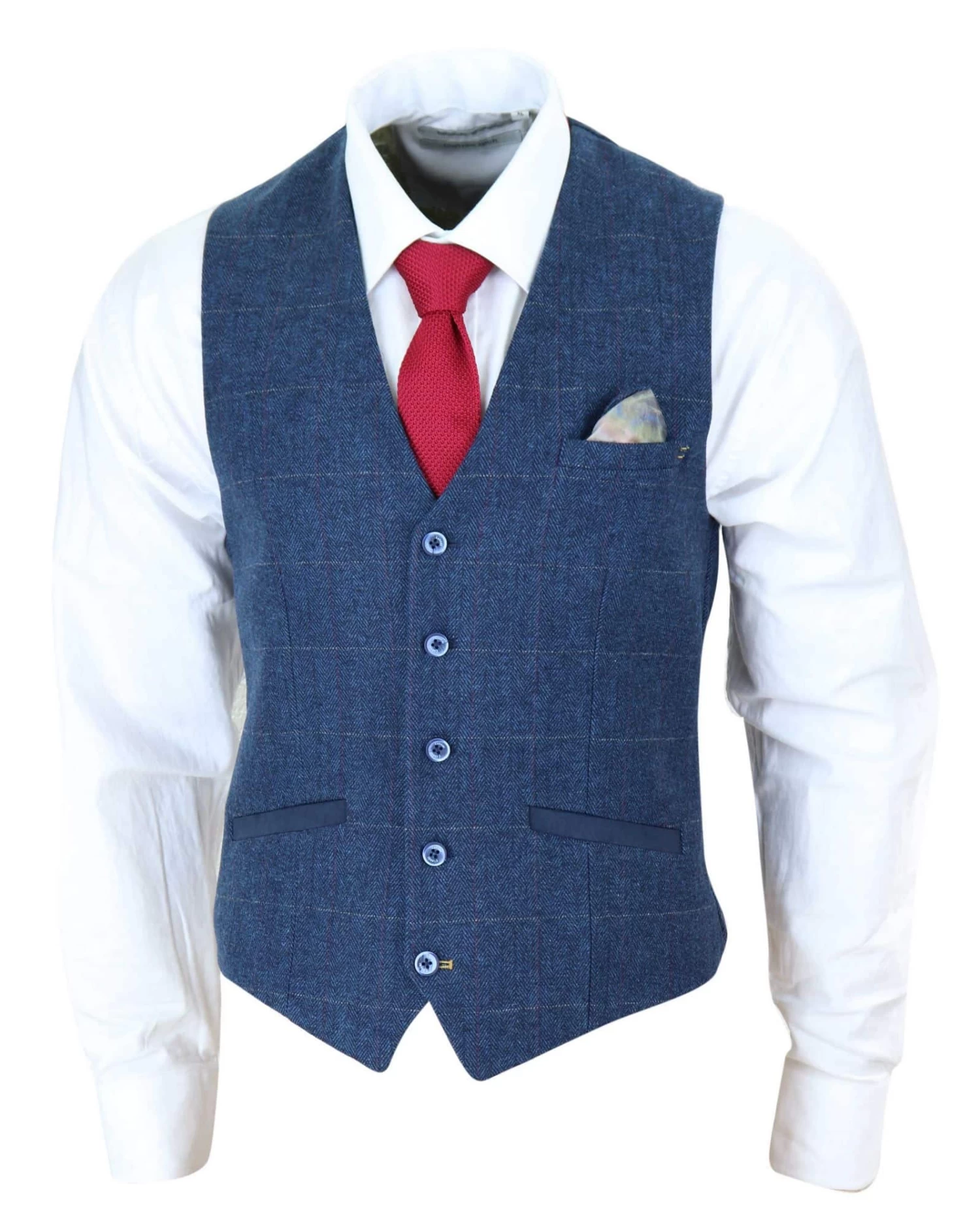 Men Blue Check Tweed Waistcoat β Cavani Carnegi - Image 3
