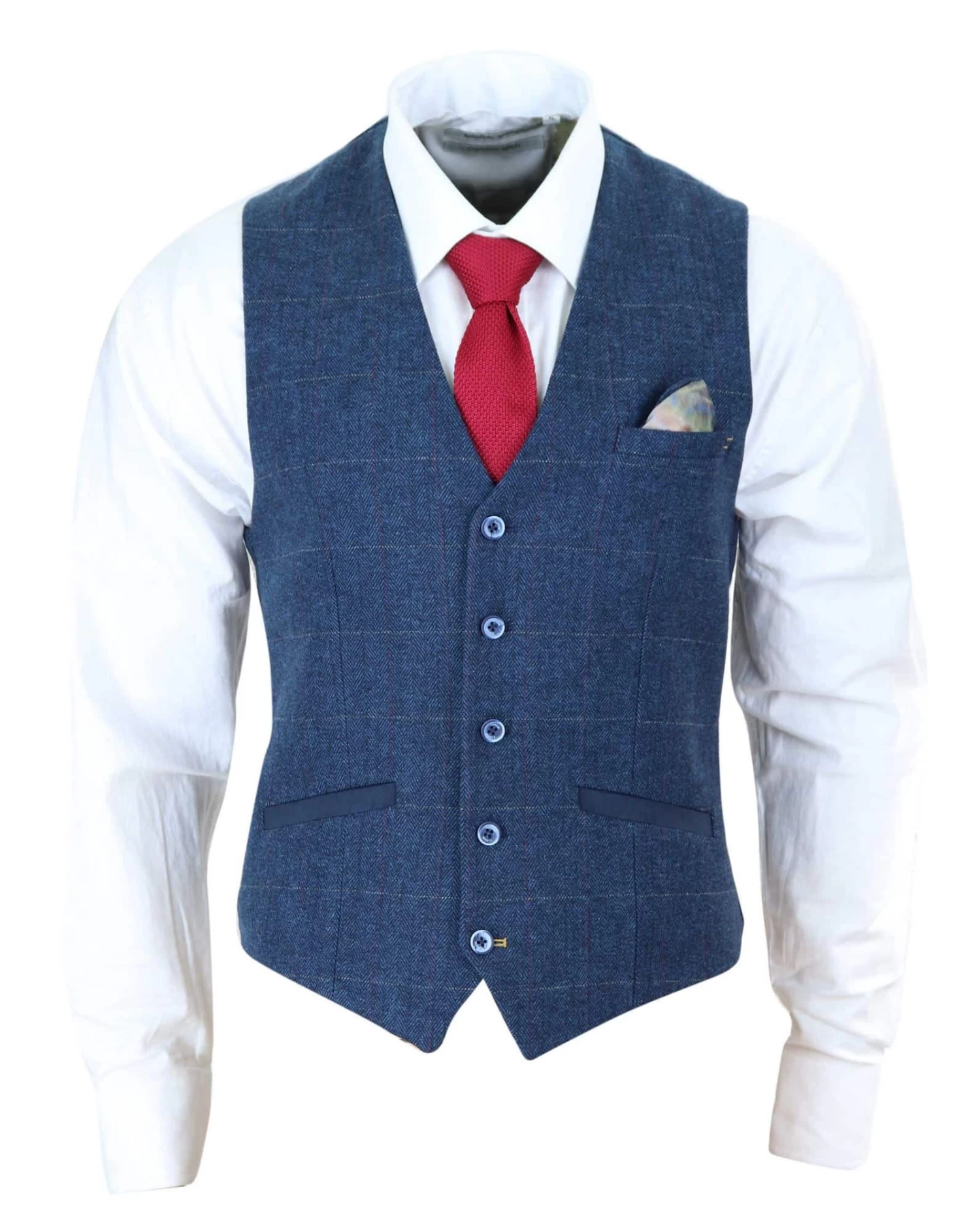 Men Blue Check Tweed Waistcoat β Cavani Carnegi