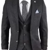 Men’s Black Tweed 3 Piece Vintage Suit – STZ14