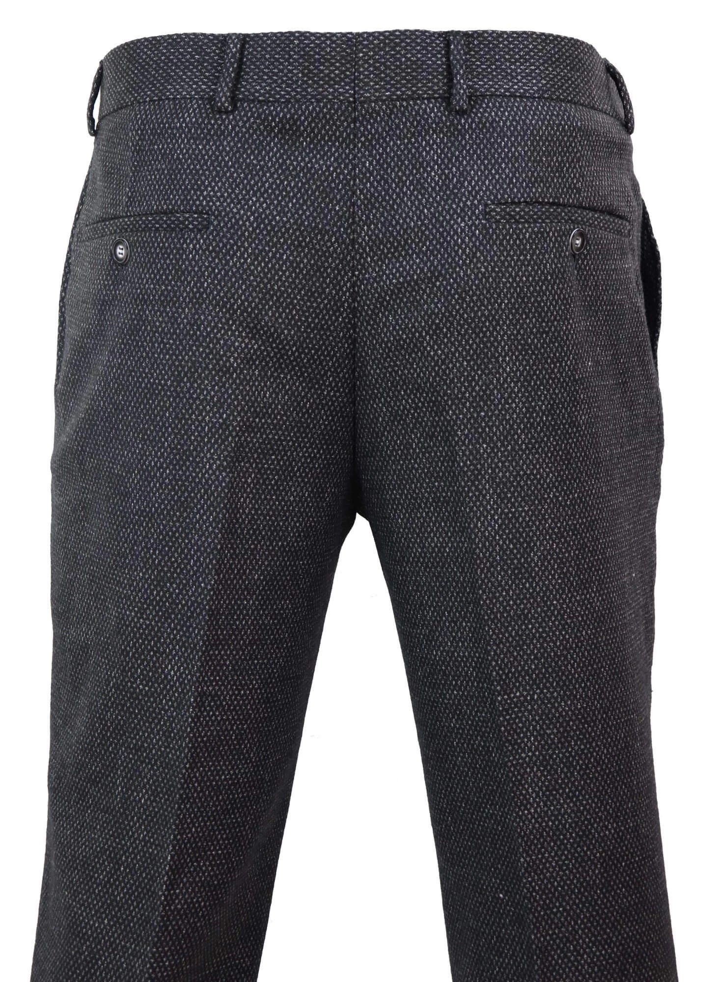 Men’s Black Tweed Vintage Trousers – STZ14 - Image 3