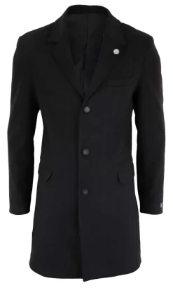 Men’s Classic Wool Long Overcoat-Black