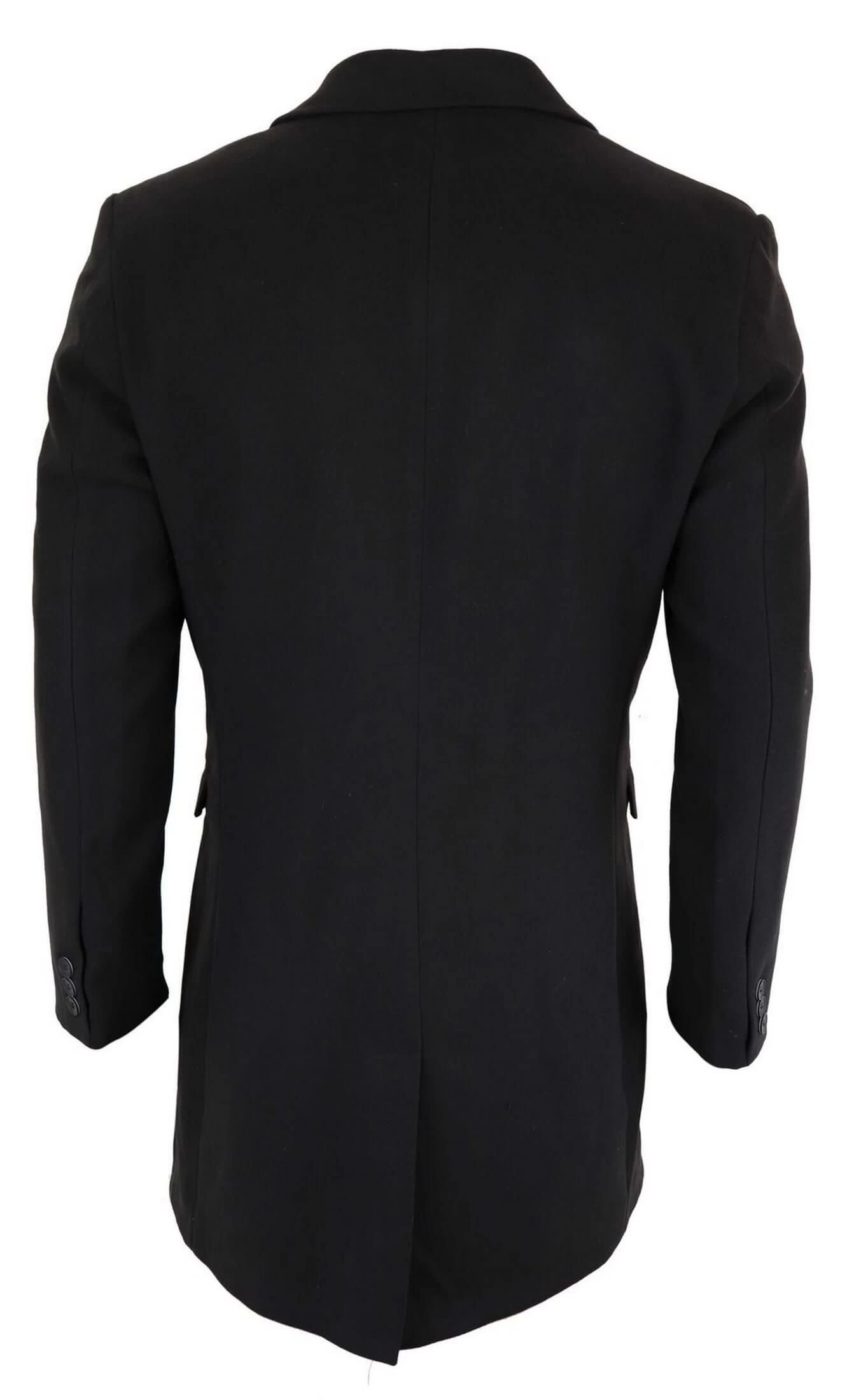 Men’s Classic Wool Long Overcoat-Black - Image 4