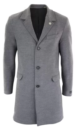 Men’s Classic Wool Long Overcoat-Grey
