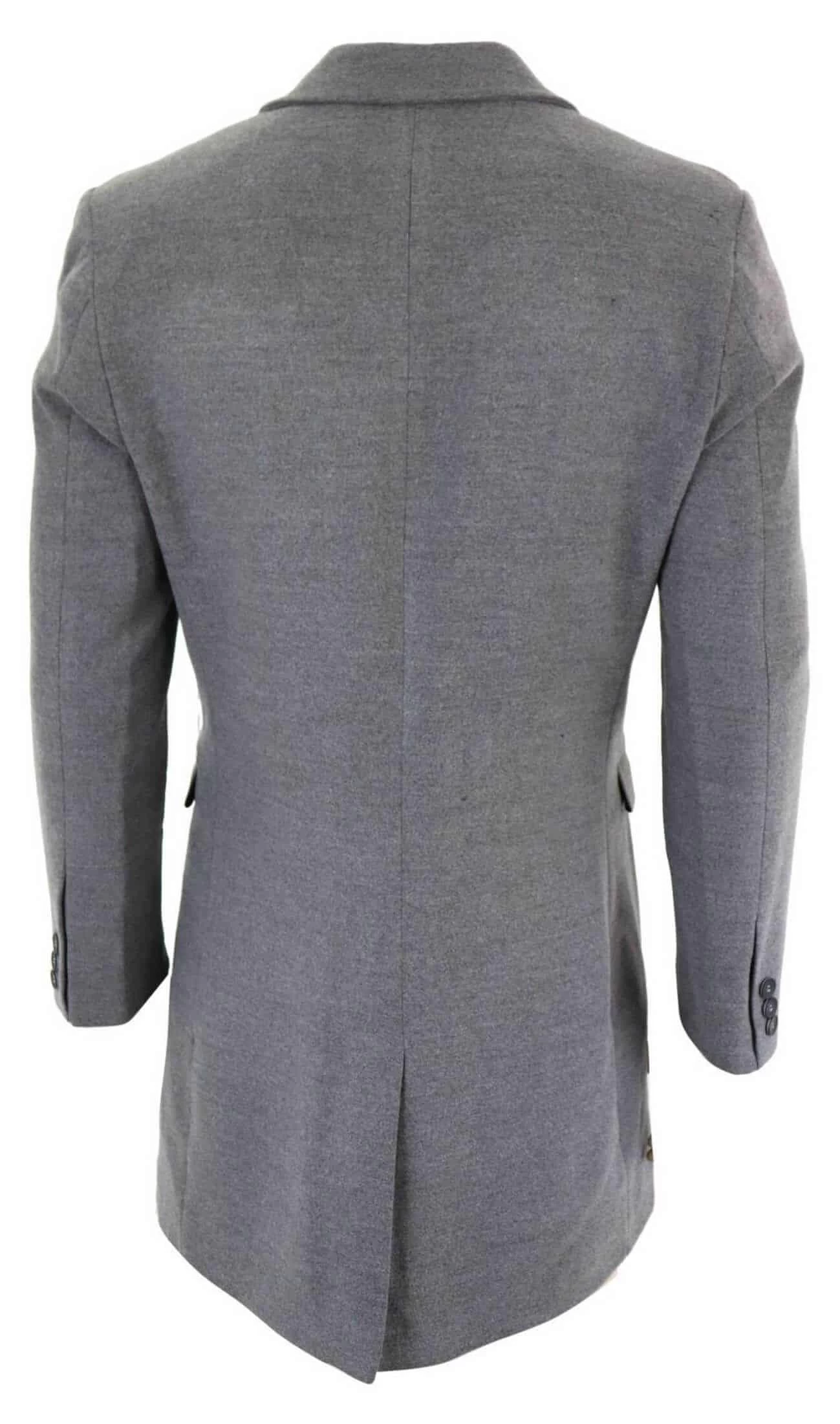 Men’s Classic Wool Long Overcoat-Grey - Image 4