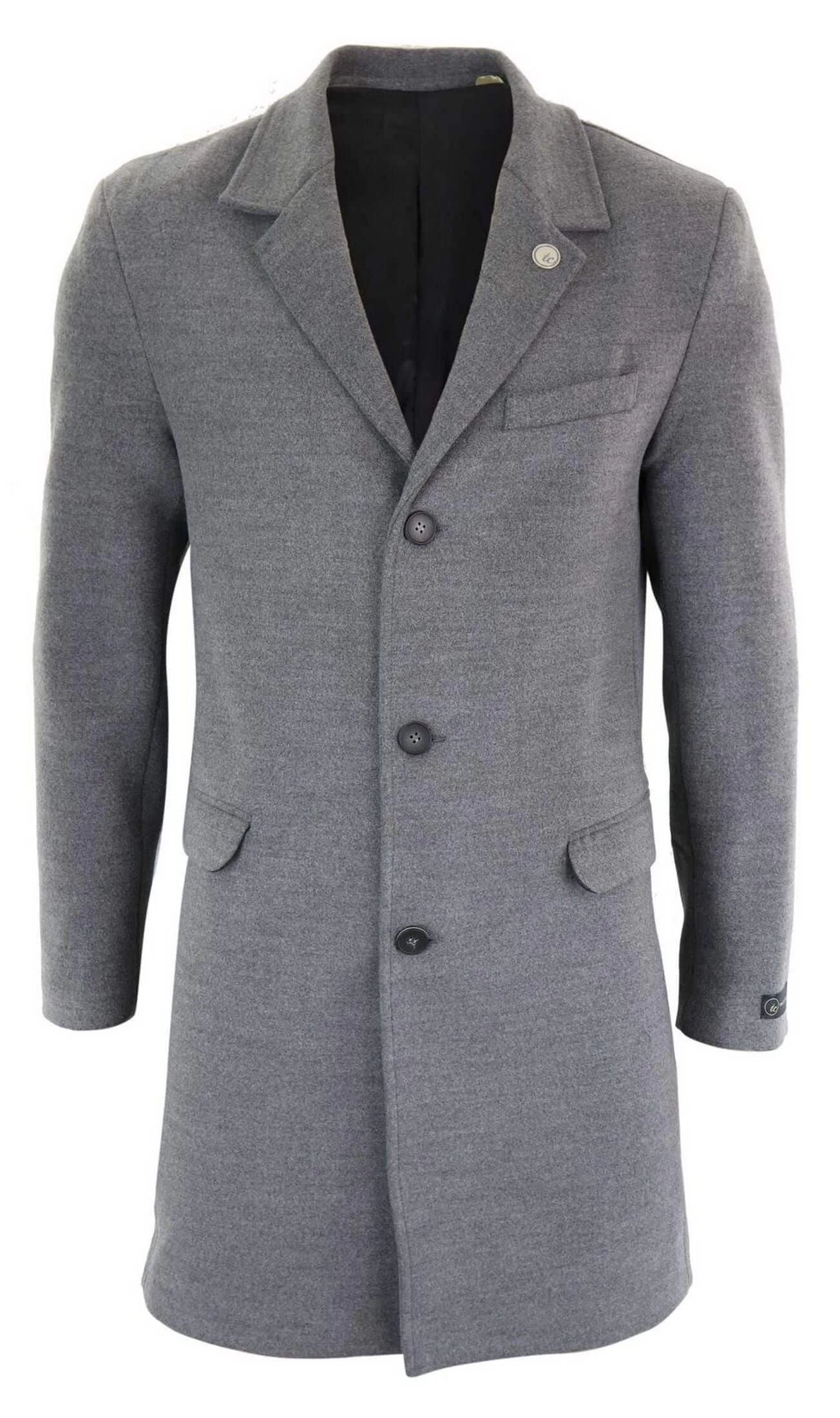 Men’s Classic Wool Long Overcoat-Grey