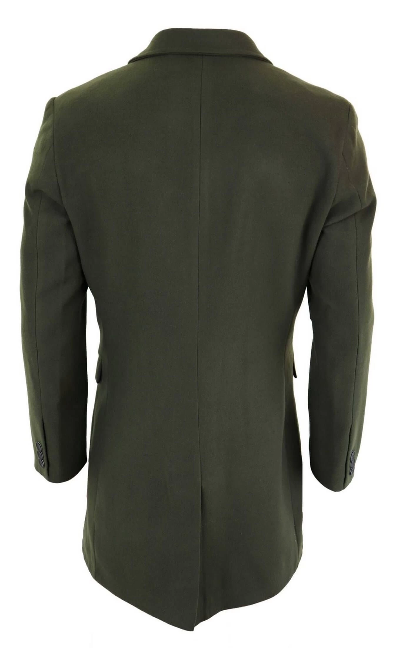 Men’s Classic Wool Long Overcoat-Olive Green - Image 4