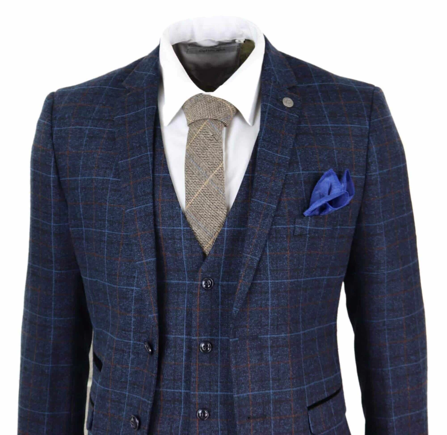 Men’s Navy-Blue Tweed Check Suit – Paul Andrew Harvey - Image 3