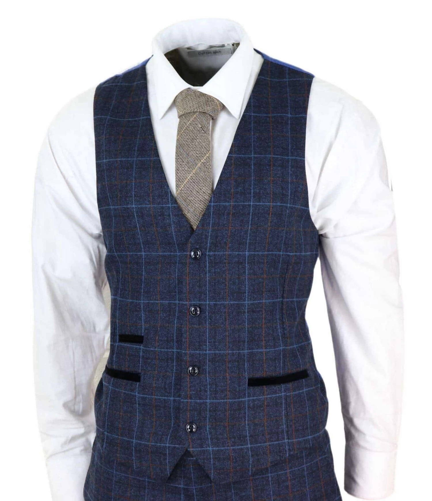 Men’s Navy-Blue Tweed Check Suit – Paul Andrew Harvey - Image 4