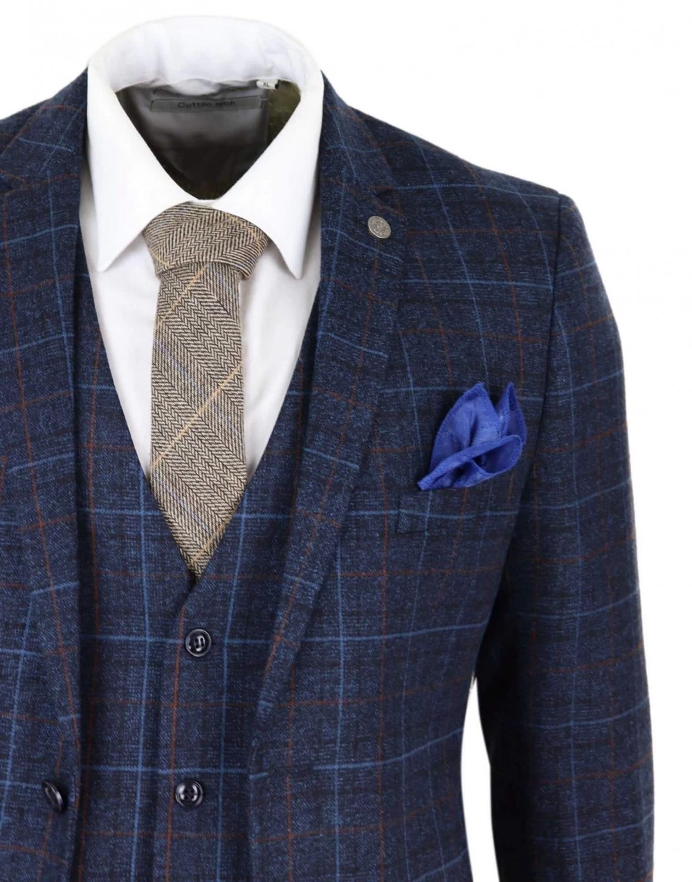 Men’s Navy-Blue Tweed Check Suit – Paul Andrew Harvey - Image 5