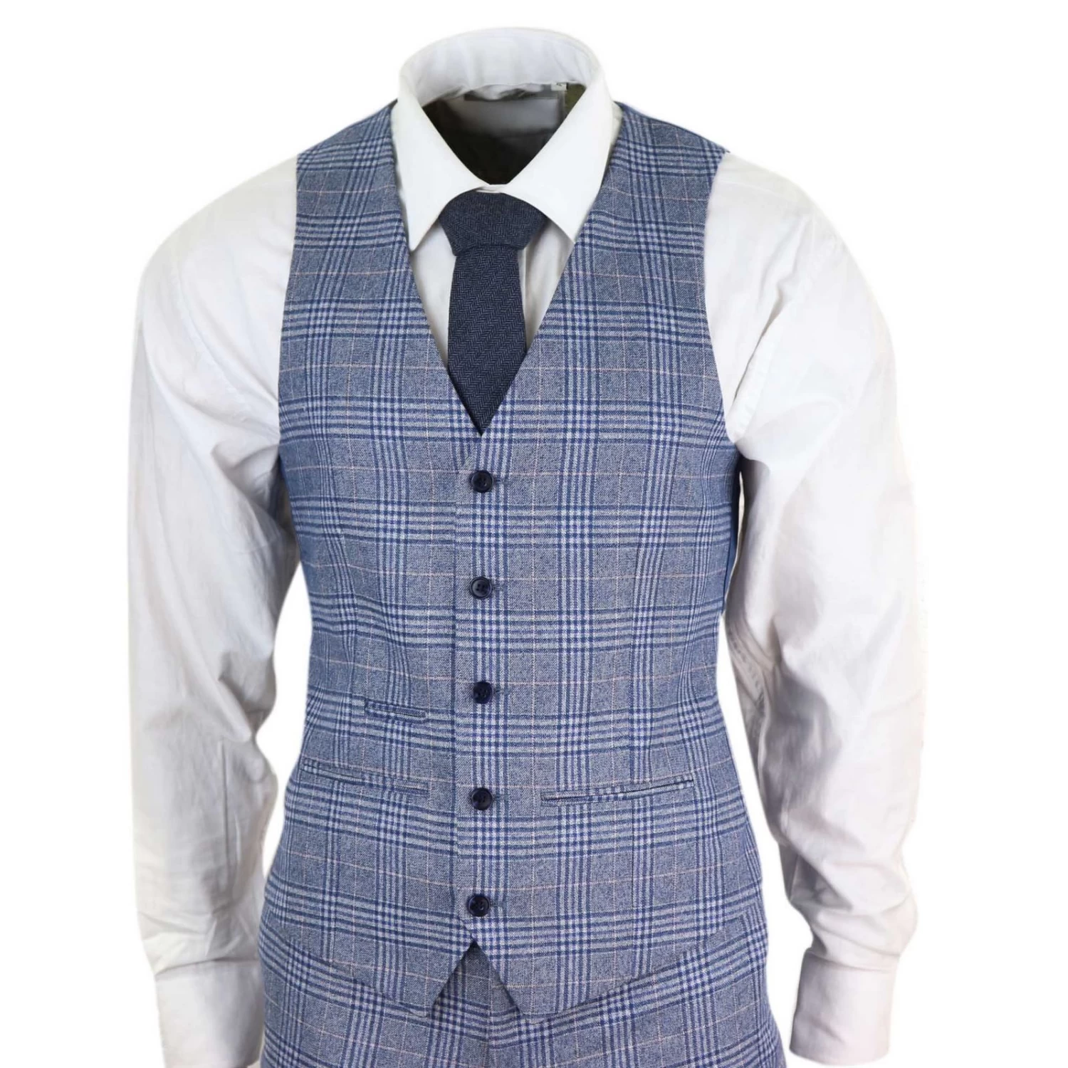 Mens 3 Piece Blue-Grey Vintage Suit β Paul Andrew Victor - Image 4